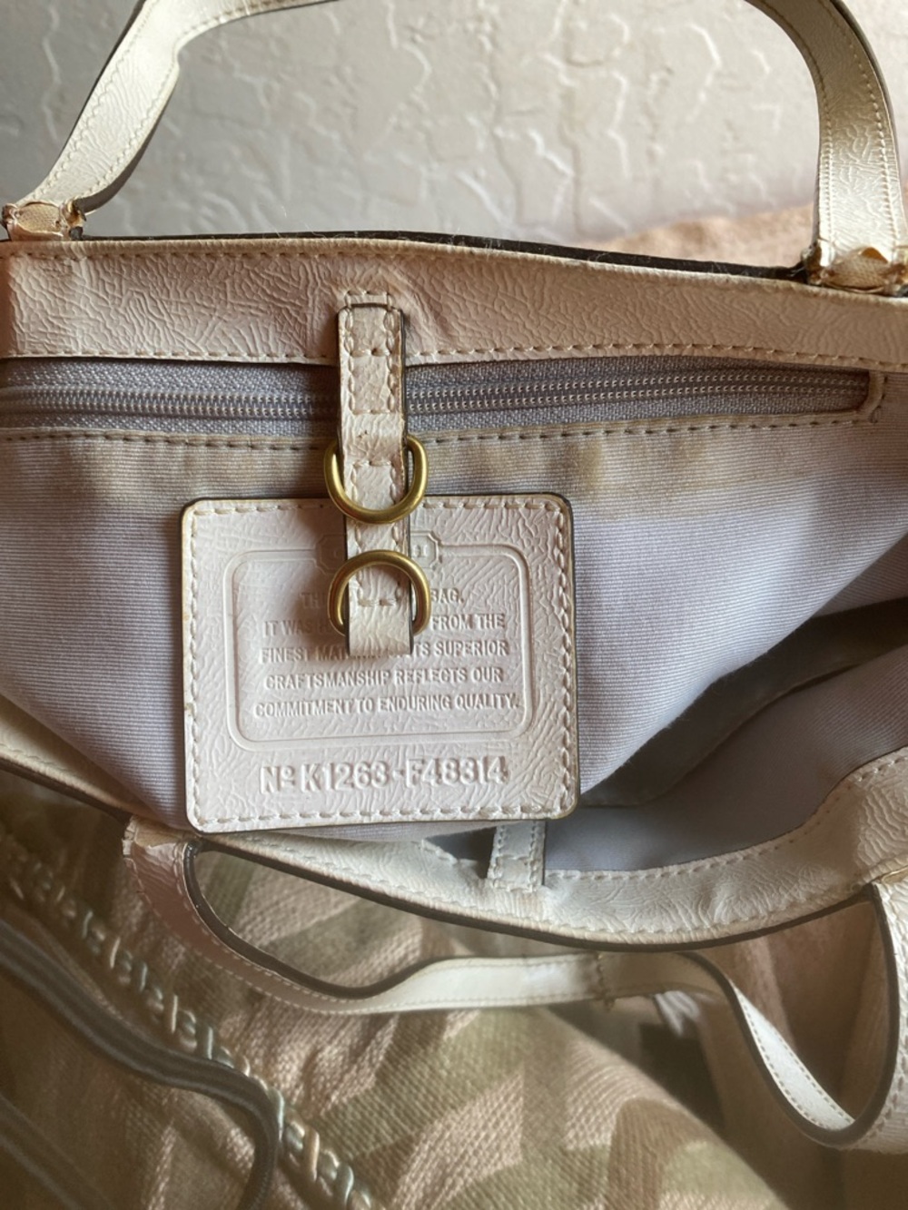 Coach Beige and White Signature Canvas Tote - Picture 5 of 7